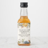 Elegant Yellow Blue Waterverf Floral Wedding Likeurfles Etiket (Voorkant)