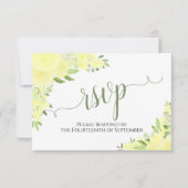 Elegant Yellow Boho Floral kalligraphy Wedding RSVP Kaartje (Voorkant)