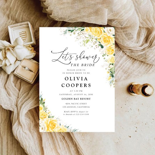 Elegant Yellow Bridal Shower Invitation Kaart