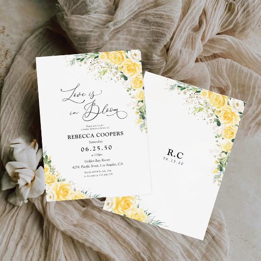Elegant Yellow Bridal Shower Invitation Kaart