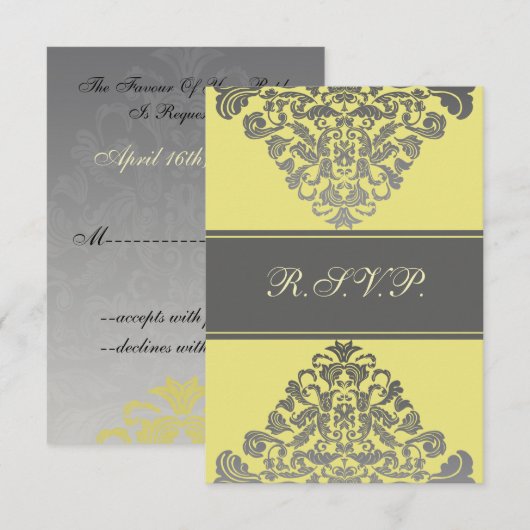 elegant "yellow bruiloft RSVP Standard 3.5 x 5 (Voorkant / Achterkant)