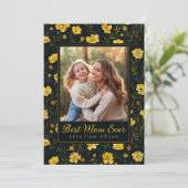 Elegant Yellow Buttercup Flower Moederdag Foto Kaart (Staand voorkant)