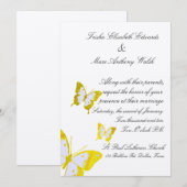 Elegant yellow Butterflies Wedding Kaart (Voorkant / Achterkant)