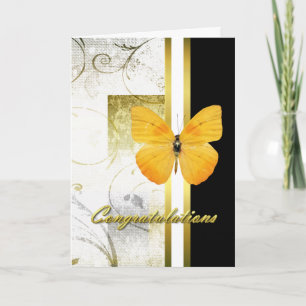 Elegant Yellow Butterfly Afstuderen Card Kaart