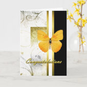Elegant Yellow Butterfly Afstuderen Kaart (Gele Bloem)