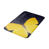 Elegant Yellow Butterfly Black Damask voeg naamtas Badmat (Gekanteld)