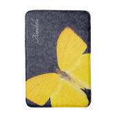 Elegant Yellow Butterfly Black Damask voeg naamtas Badmat (Voorkant Verticaal)