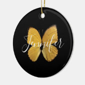 Elegant Yellow Butterfly Script op maat Keramisch Ornament (Links)