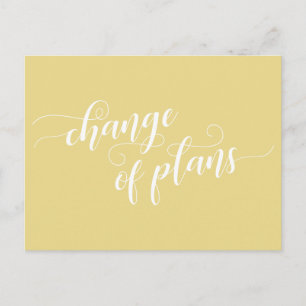 Elegant Yellow Change of Plans Postponed Wedding Briefkaart