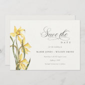 Elegant Yellow Daffodil Floral Save the Date Kaart (Voorkant / Achterkant)