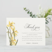 Elegant Yellow Daffodil Floral Waterverf Wedding Bedankkaart (Staand voorkant)