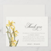 Elegant Yellow Daffodil Floral Waterverf Wedding Bedankkaart (Voorkant / Achterkant)