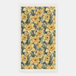 Elegant Yellow Daffodil Waterverf Flowers Servet