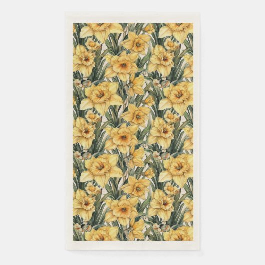 Elegant Yellow Daffodil Waterverf Flowers Servet (Voorkant)