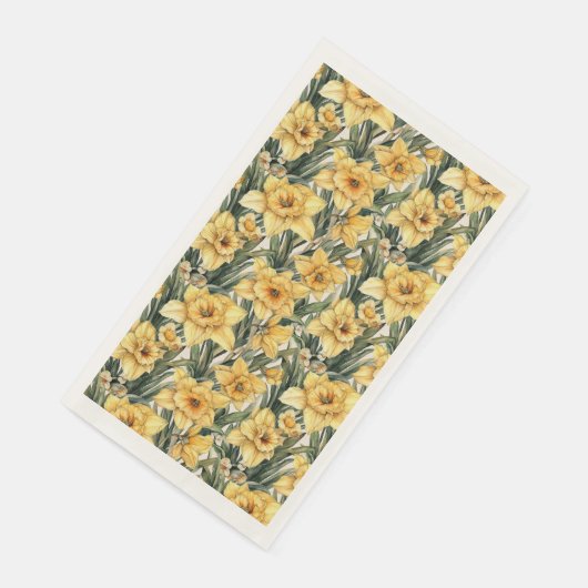 Elegant Yellow Daffodil Waterverf Flowers Servet (Hoek)