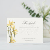 Elegant Yellow Daffodil Waterverf Wedding Details Informatiekaartje (Staand voorkant)