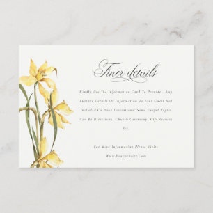 Elegant Yellow Daffodil Waterverf Wedding Details Informatiekaartje