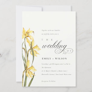Elegant Yellow Daffodil Waterverf Wedding Invite Bedankkaart