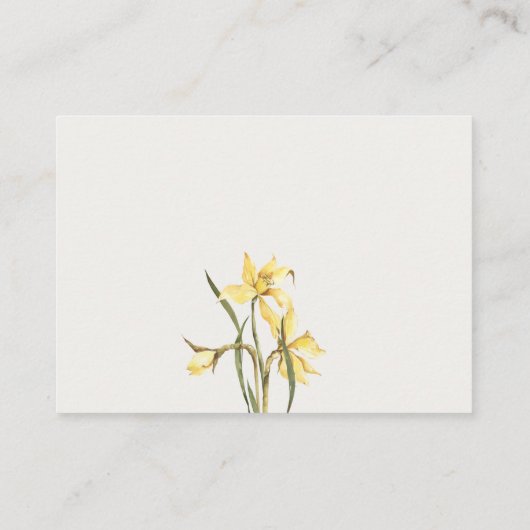 Elegant Yellow Daffodil Waterverf Wedding Website Informatiekaartje (Achterkant)
