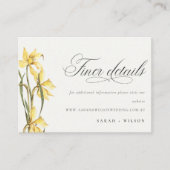 Elegant Yellow Daffodil Waterverf Wedding Website Informatiekaartje (Voorkant)