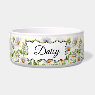 Elegant Yellow Daisy Personalized Pet Bowl Voerbakje