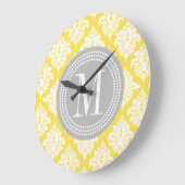 Elegant Yellow Damask gepersonaliseerd Grote Klok (Hoek)
