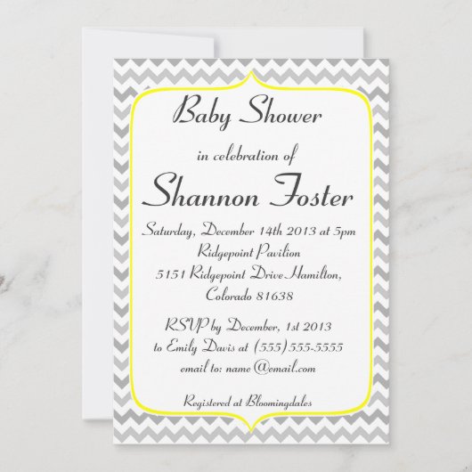 Elegant Yellow en Gray Chevron Baby shower Kaart (Voorkant)