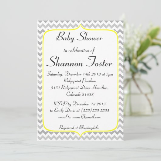 Elegant Yellow en Gray Chevron Baby shower Kaart (Staand voorkant)
