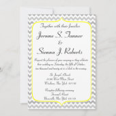 Elegant Yellow en Gray Chevron Wedding Invitation Kaart (Voorkant)