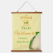 Elegant Yellow en Green Princess Frog Baby shower Hangend Wandkleed (Voorkant)
