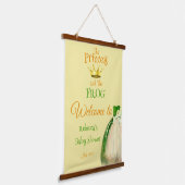 Elegant Yellow en Green Princess Frog Baby shower Hangend Wandkleed (Gebogen)