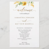 Elegant Yellow en Ochre Floral Wedding Programme (Voorkant)