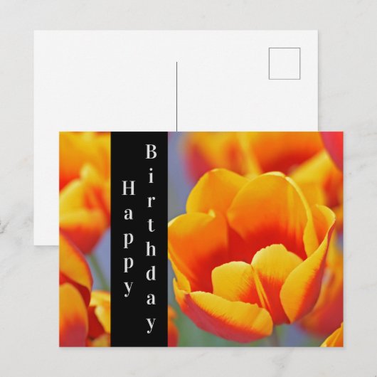 Elegant Yellow en Red Tulip Happy Birthday Briefkaart (Voorkant / Achterkant)