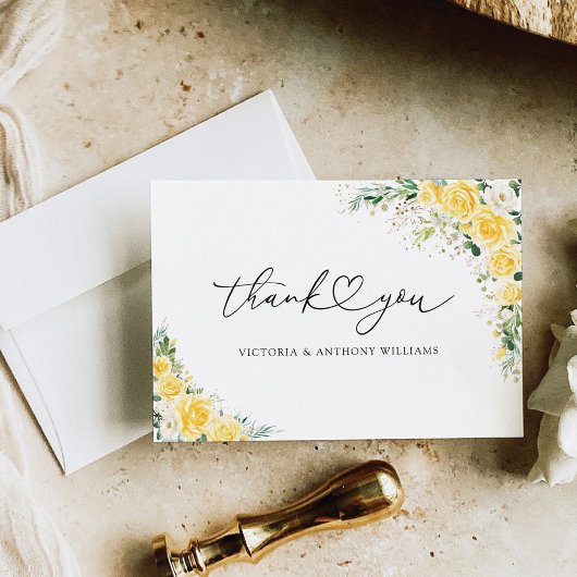 Elegant Yellow Flat Thank You Card Bedankkaart