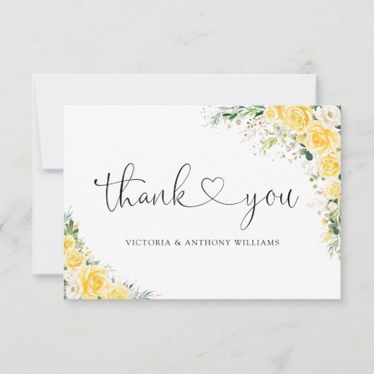 Elegant Yellow Flat Thank You Card Bedankkaart (Voorkant)