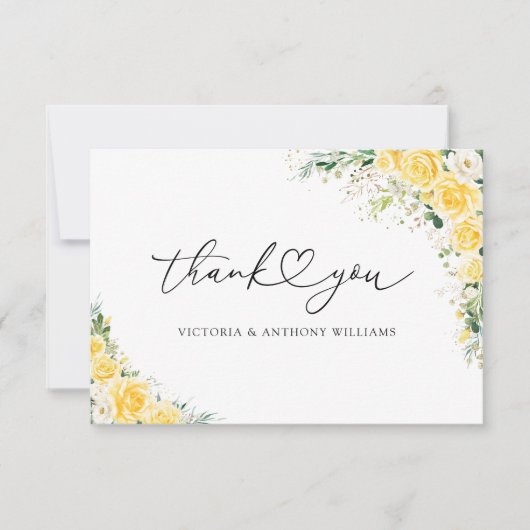 Elegant Yellow Flat Thank You Card Bedankkaart (Voorkant)