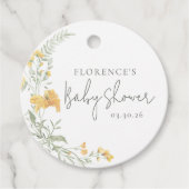 Elegant Yellow Floral Baby Shower Bedankjes Labels (Voorkant)