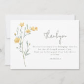Elegant Yellow Floral Baby Shower Bedankkaart (Voorkant)