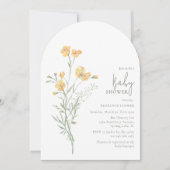 Elegant Yellow Floral Baby Shower Kaart (Voorkant)
