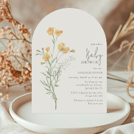 Elegant Yellow Floral Baby Shower Kaart