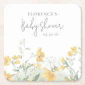 Elegant Yellow Floral Baby Shower Kartonnen Onderzetters (Voorkant)