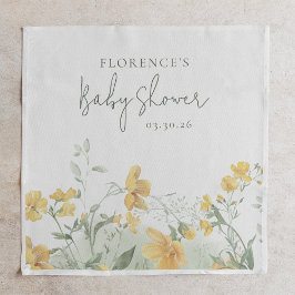 Elegant Yellow Floral Baby Shower Servet