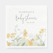 Elegant Yellow Floral Baby Shower Servet (Voorkant)