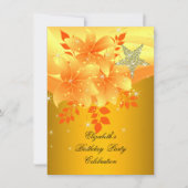 Elegant Yellow Floral Birthday Party Elke leeftijd Kaart (Voorkant)