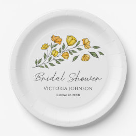  Elegant Yellow Floral Bridal Shower  Papieren Bordje
