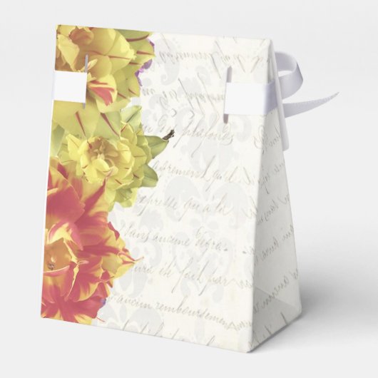 Elegant yellow floral country floral bruiloft bedankdoosjes (Achterkant)