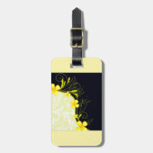 Elegant Yellow Floral Damask Bagagelabel (Voorkant verticaal)