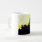 Elegant Yellow Floral Damask Koffiemok (Voorkant links)