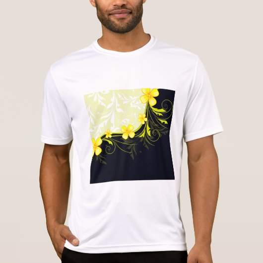 Elegant Yellow Floral Damask T-shirt (Voorkant)