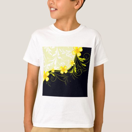Elegant Yellow Floral Damask T-shirt (Voorkant)